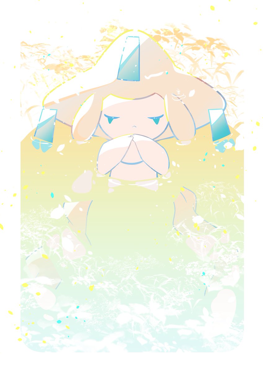 jirachi solo closed mouth closed eyes water hands up pokemon (creature) no humans  illustration images