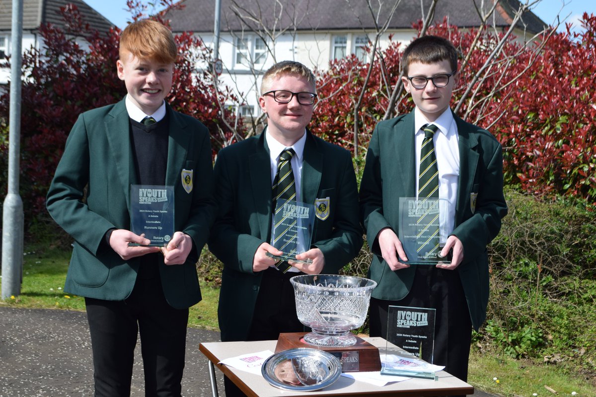 Huge congratulations to our S2 pupils Mathew Robertson, Louie Bonnar and Lucas Quinn for achieving 2nd place in the @Rotary Youth Speaks: Debate competition An extra well done to Lucas who won “Best Chairperson” Many thanks to the Rotary for supporting and hosting us in Norwich🏆