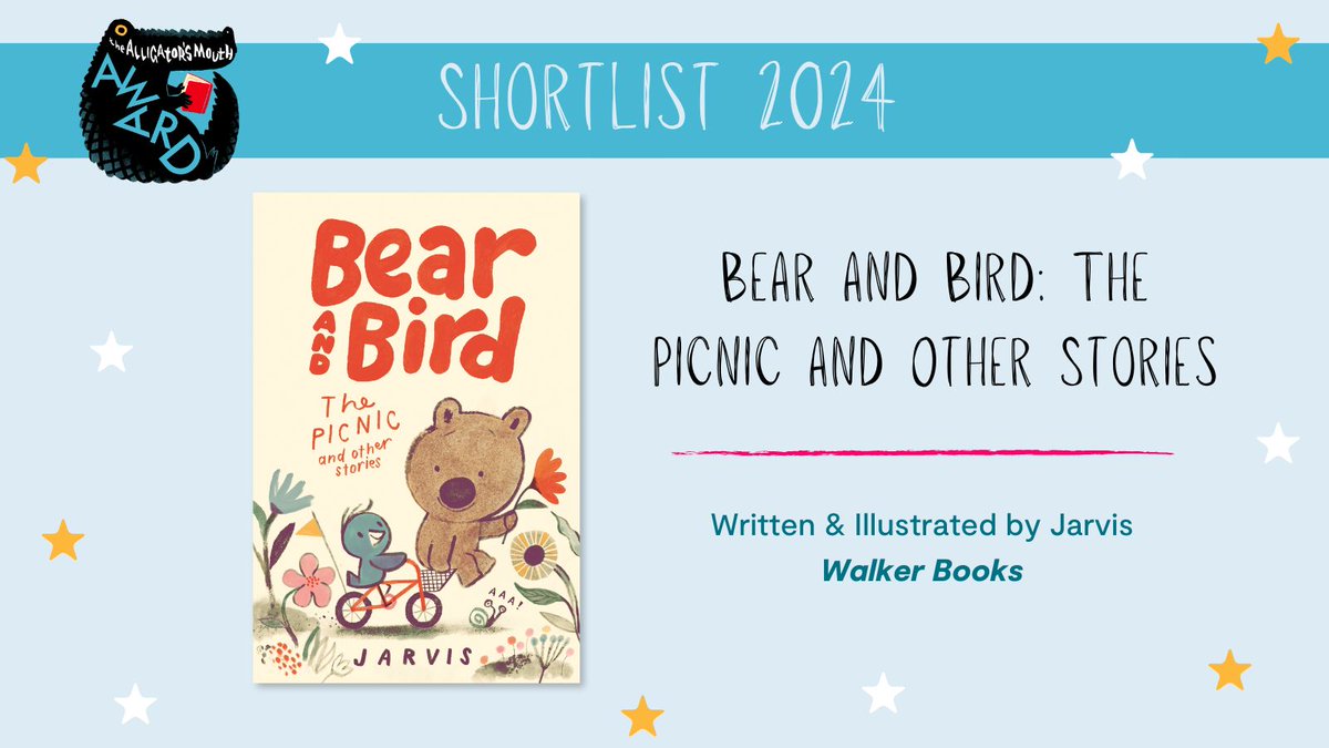 Congratulations @heyimjarvis! 🎉 We are so excited that Bear and Bird: The Picnic and Other Stories has been shortlisted for the 2024 #AlligatorsAward!🐻🐦