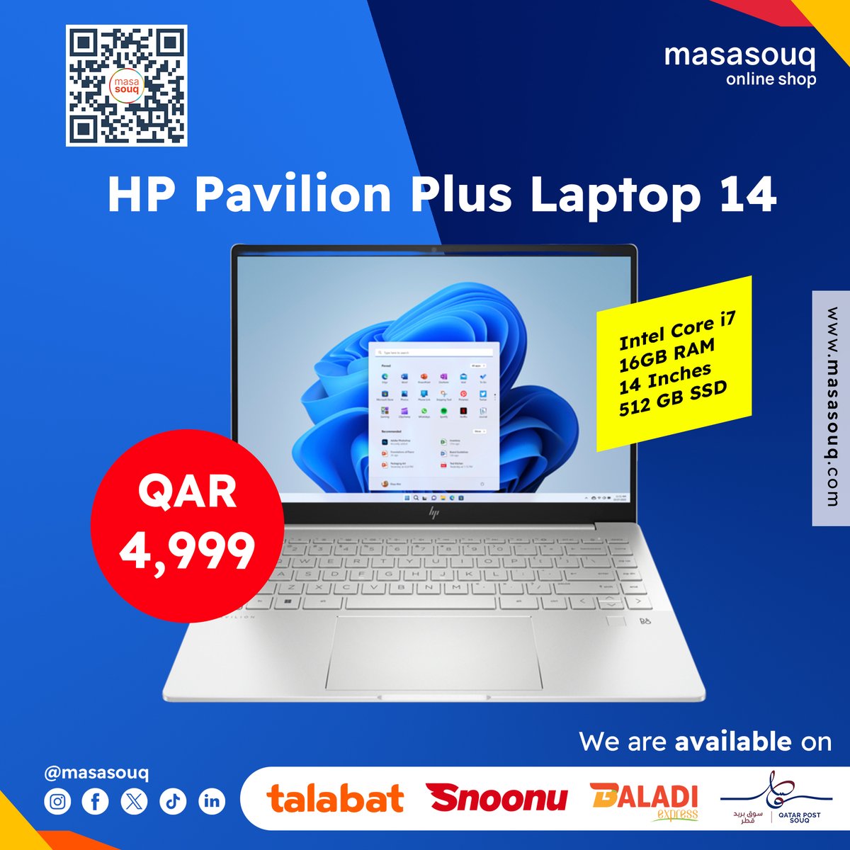 ✨ Work and play in style with the HP Pavilion Plus Laptop. This beauty boasts a powerful Intel Core i7, ample storage, and Windows 11 Home.

🔥 Snag it for QAR 4,999 👉masasouq.com/hp-pavilion-pl…

#HPPavilionPlus #laptop #style #power #Windows11 #sleekdesign #Masasouq
