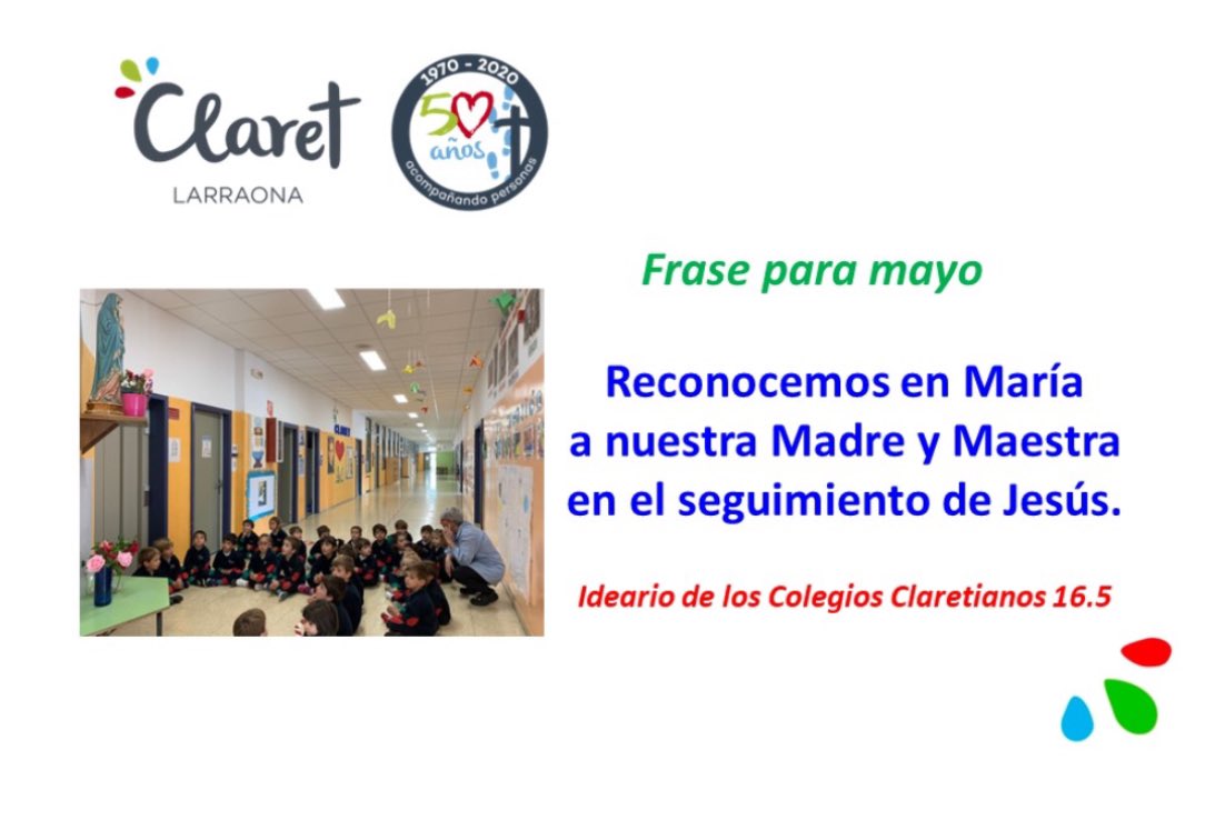 ClaretLarraona's tweet photo. Frase del mes de mayo del Ideario de los Colegios Claretianos:
𝐑𝐞𝐜𝐨𝐧𝐨𝐜𝐞𝐦𝐨𝐬 𝐞𝐧 𝐌𝐚𝐫𝐢́𝐚 𝐚 𝐧𝐮𝐞𝐬𝐭𝐫𝐚 𝐌𝐚𝐝𝐫𝐞 𝐲 𝐌𝐚𝐞𝐬𝐭𝐫𝐚 𝐞𝐧 𝐞𝐥 𝐬𝐞𝐠𝐮𝐢𝐦𝐢𝐞𝐧𝐭𝐨 𝐝𝐞 𝐉𝐞𝐬𝐮́𝐬. 
@tantobien @claretpaulus 
#ideario #evangelizamoseducando #somosclaretlarraona https://t.co/v5tKZkkttR