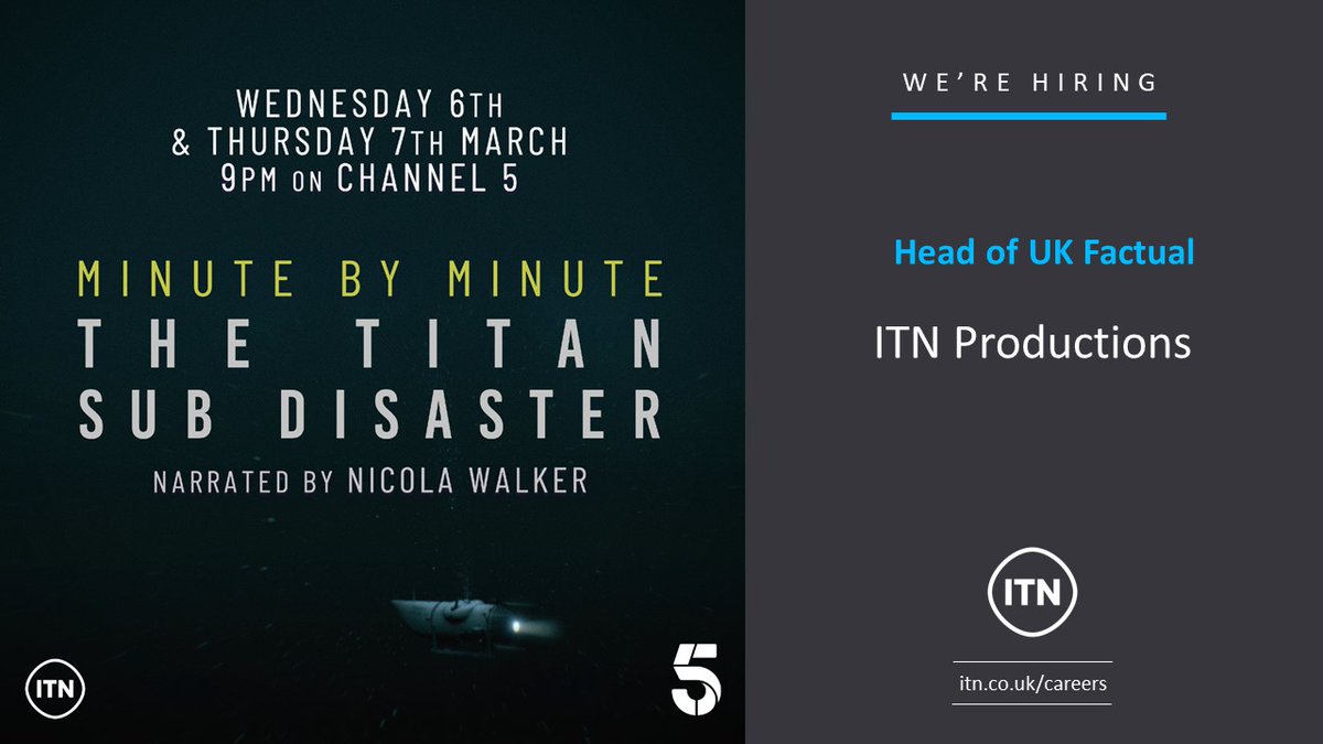 We have a really exciting opportunity within @ITNProductions as our Head of UK Factual. #Factual #ITNCareers #Productions Apply: bit.ly/3WmLupT