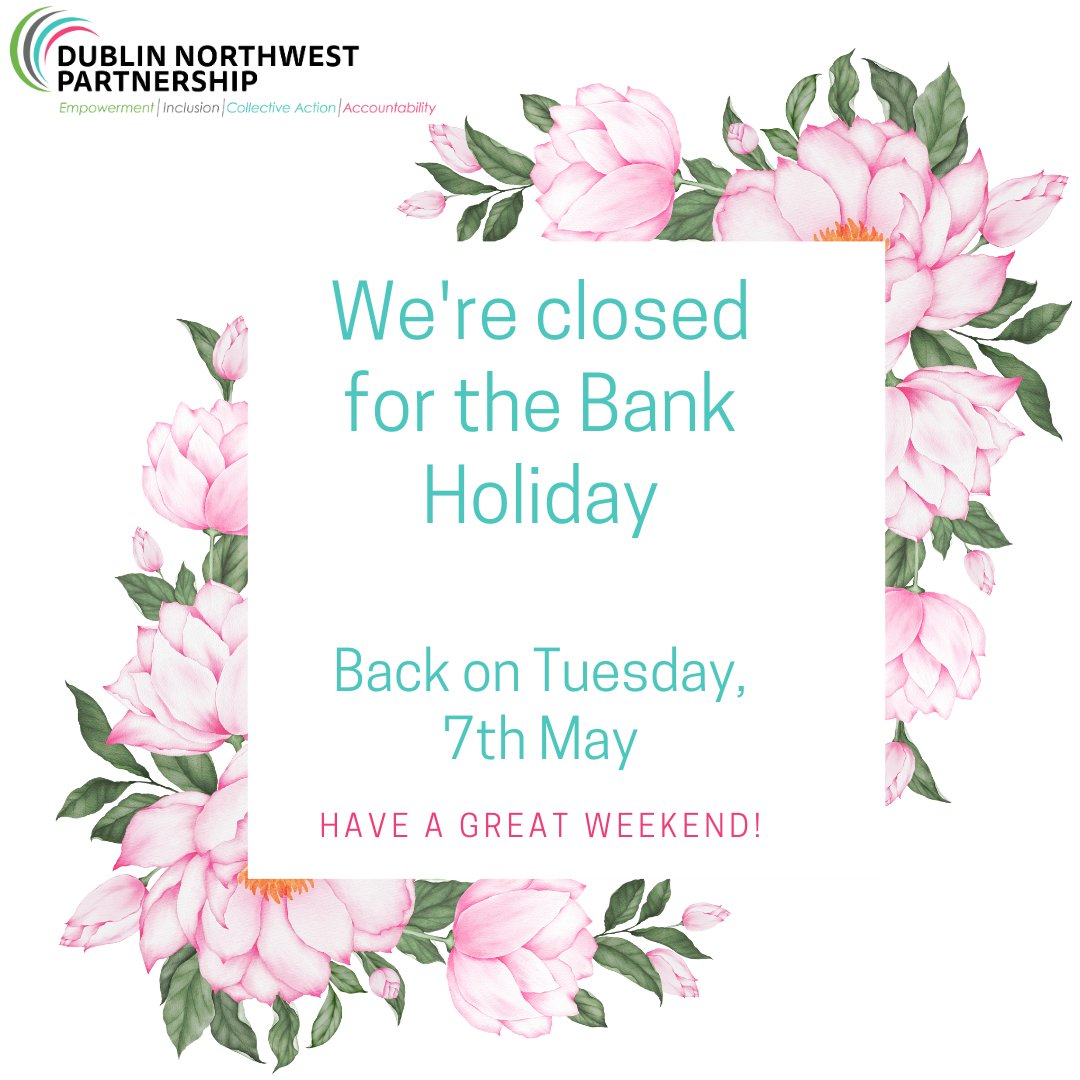 We're closed for the May Bank Holiday today. Back in office tomorrow.

Hope you're having a good, long weekend!

#dublinnorthwest #cabra #finglas #ballymun
