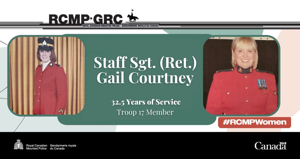 It's 1974 - Little House on the Prairie debuts, Barbara Streisand tops the charts & the RCMP begins to accept applications from women to become police officers. 

Meet Staff Sgt. (Ret) Courtney of Troop 17, the first group of female cadets to sign up!  ow.ly/3jBk50RtyHH