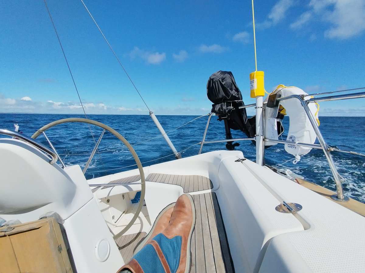 Flat horizon, heeled boat, invisible helmsman, awesome boots. Just as it should be :) Follow with live tracking here: share.garmin.com/99PHC #Sailing #boating #yachting #ThatSailingPage