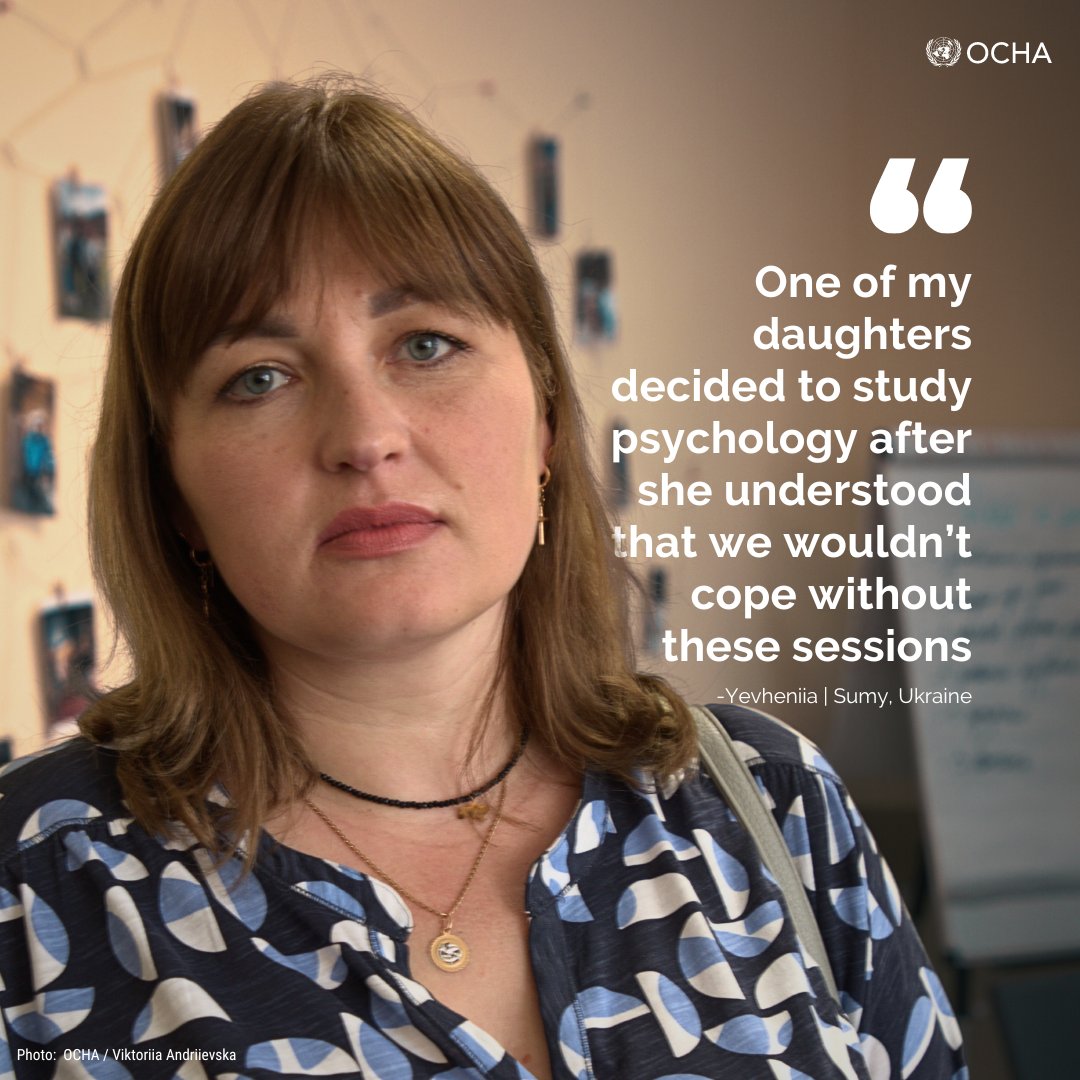 The war in Ukraine continues to inflict trauma and psychological scars on millions of people, posing health risks. Yevheniia and her daughters manage their health through psychological sessions provided by humanitarian partners supported by #UkraineHumanitarianFund.