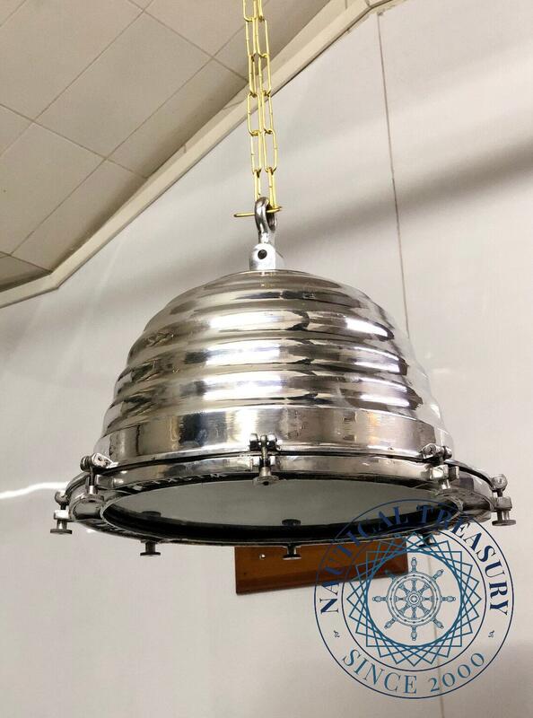 Excited to share the latest addition to my #etsy shop: New Industrial Replica Big Dome Swedish Ceiling / Pendant, Outdoor / Indoor Chandelier Light etsy.me/3QrMIfA #silver #bedroom #industrialutility #glass #yes #clear #downrod #domependantlight #farmhouselight