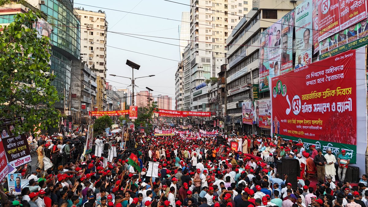 Bangladesh Jatiotabadi Shramik Dal, an associate body of the Bangladesh Nationalist Party (BNP), arranged a grand rally on May Day at Nayapaltan in Dhaka.