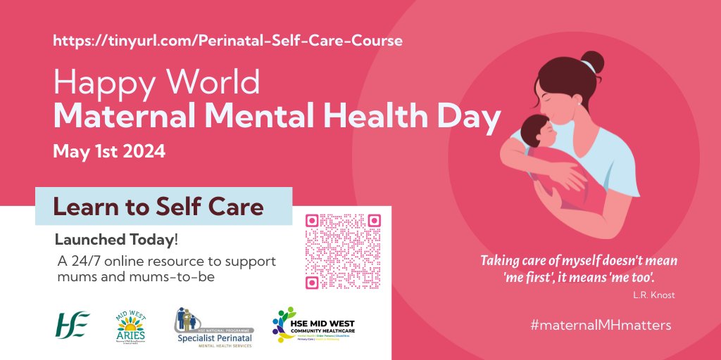 In ptnship with SPMHT we're delighted to launch our brand new online 24/7 resource for mums & mums to be on World Maternal Mental Health Day! tinyurl.com/Perinatal-Self… companion “My Perinatal Self Care Workbook”! @healthy_clare @HealthyLimerick @silverarchfrc @tippishealthy