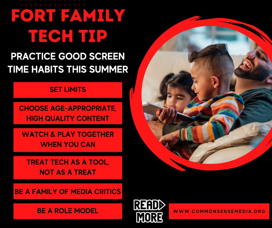 This summer may mean an increase in extra, flexible time for your family. With that, it’s easy to spend a lot of time online. Check out these strategies for helping your whole family develop a healthy relationship with screens. tinyurl.com/screentimehabi…