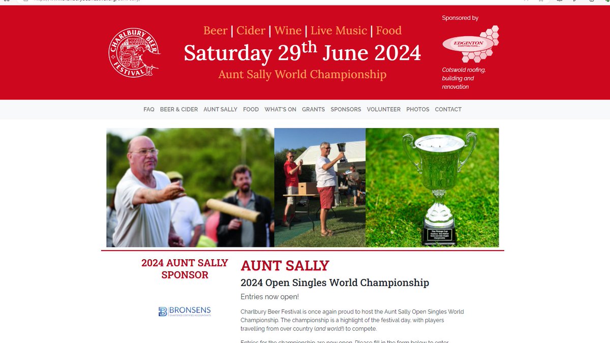 Registration now open for the 2024 World #AuntSally Championship, at #Charlbury #BeerFestival on Sat 29 June, @CharlburyCC. Can anyone beat #RobBradford this year? Sign up here: charlburybeerfestival.org/aunt-sally/ @andrea_fox @oxtweets @BBCOxford @witneygazette @TheOxfordMail @witneytv