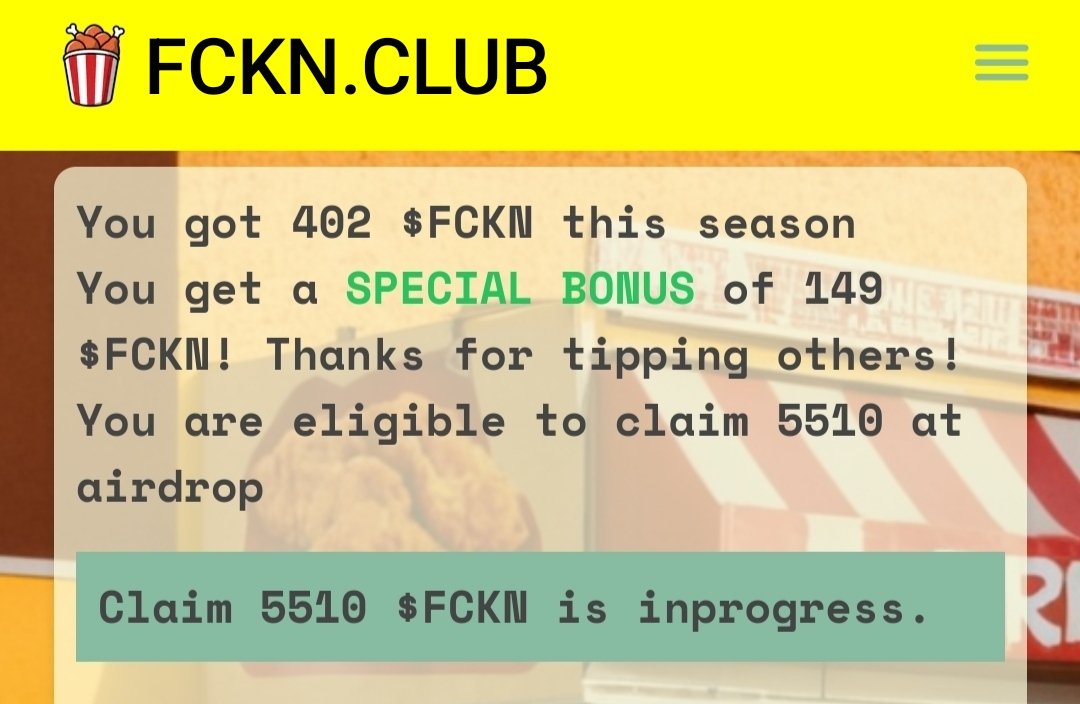 First @fckn_club season is over! The 10x bonus worked fine and I will receive 5510 $FCKN soon. Will work in the season 2 to also add liquidity stacking $FCKN / $DEGEN 🚀🍗

#NFT #NFTs #MintNFT #base #Coinbase #Crypto