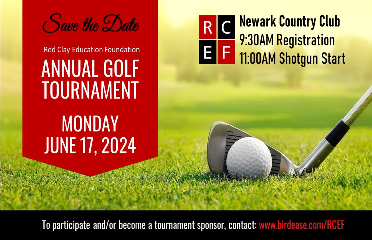 The Red Clay Education Foundation (RCEF) will host their annual golf tournament on Monday, June 17. redclayschools.com/Page/3939