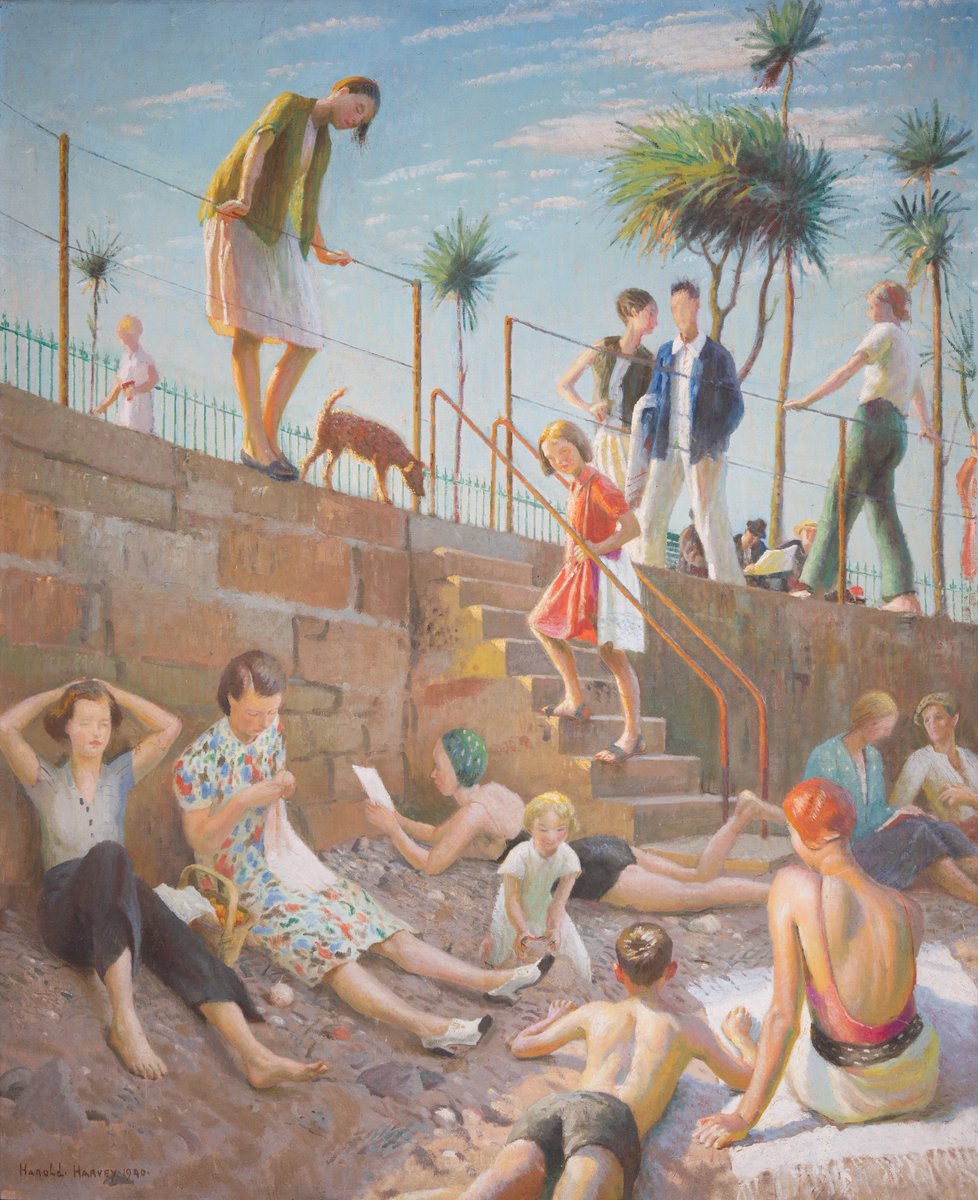 #MuseumTwitter We're going where the sun shines brightly We're going where the sea is blue We've seen it in the galleries Now let's see if it's true 🏖️ ☀️ 🖼️Harold Harvey - August 1939 - 1940 - Private Collection