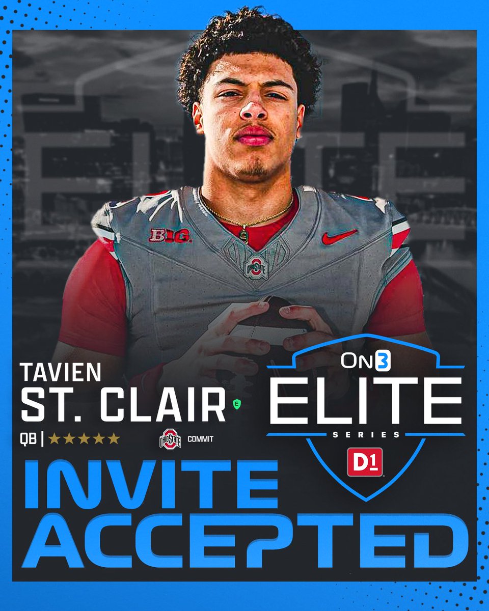 Another 𝙀𝙡𝙞𝙩𝙚 attendee ⭐️⭐️⭐️⭐️⭐️ 5-star Ohio State commit, Tavien St. Clair is headed to Nashville for the On3 Elite Series. on3.com/os/news/2024-o…