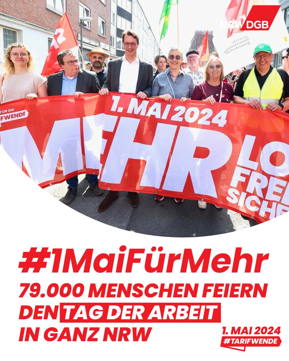 Starkes Zeichen der Solidarität! 79.000 Menschen sind bei unseren #1MaiFuerMehr-Veranstaltungen in ganz NRW auf den Beinen - so wie hier bei der zentralen Kundgebung in #Aachen. Gemeinsam machen wir klar: Wir brauchen mehr! MEHR Lohn, MEHR Freizeit, MEHR Sicherheit!