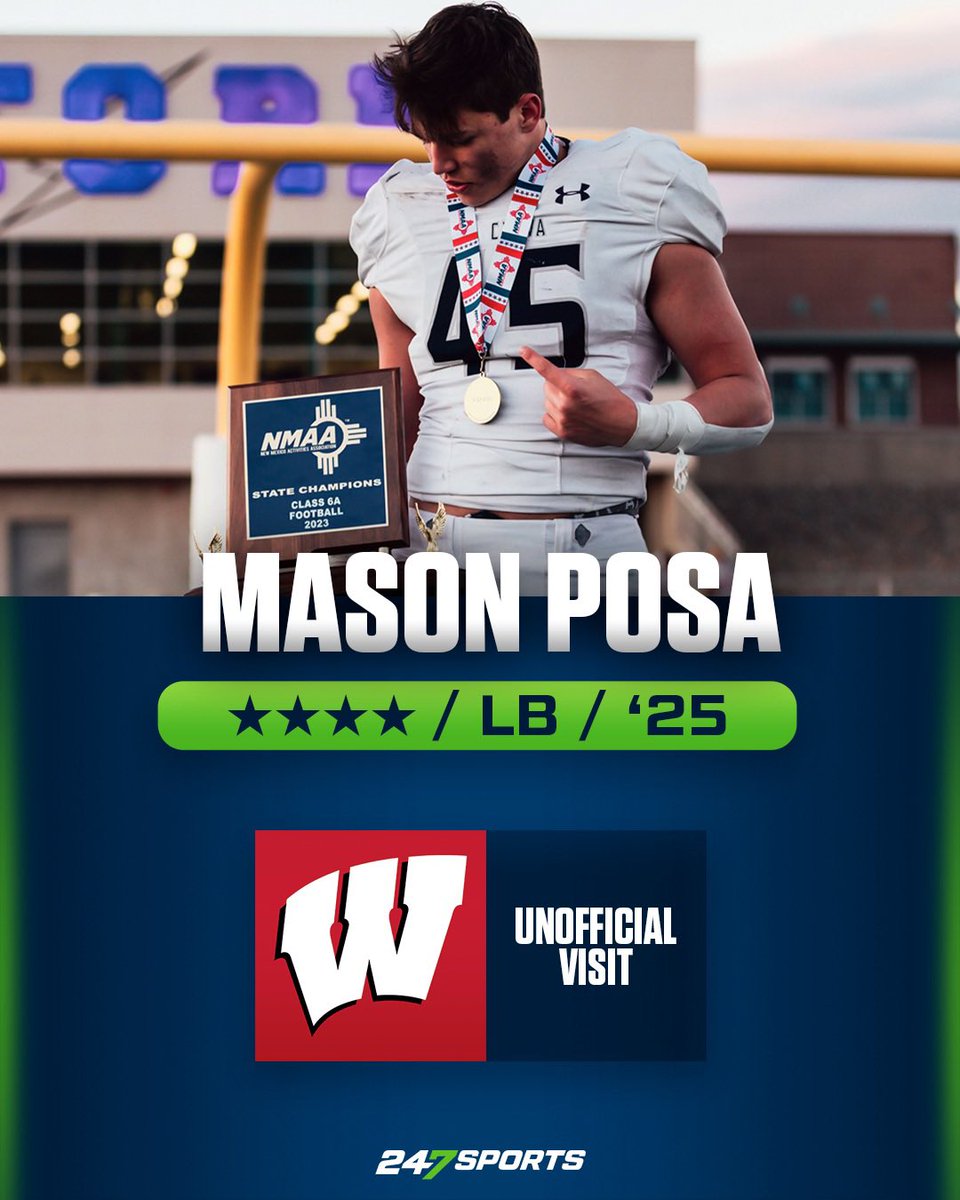 Major, Top247 LB target Mason Posa begins his unofficial visit in Madison later today #Badgers 247sports.com/college/wiscon…