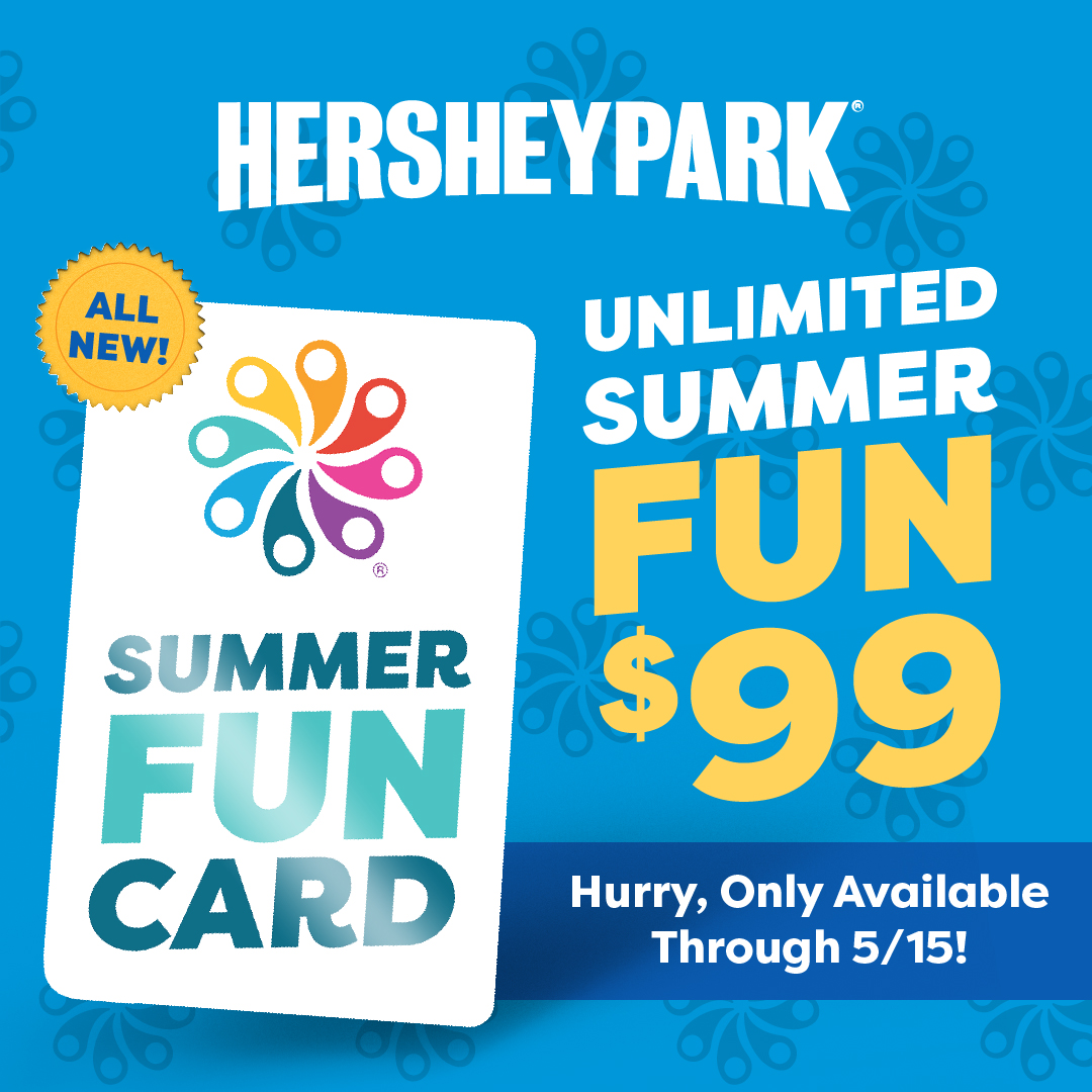 There’s a NEW way to be Hersheypark Happy this summer! Introducing the all-new Summer Fun Card where you can get unlimited visits all summer long for $99. Hurry and buy now- limited quantities are available.  bit.ly/3UGQpRe