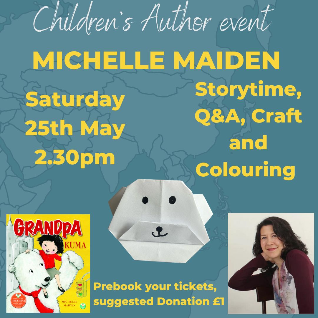 Storytime fun with author Michelle Maiden as she reads her new book 'Grandpa Kuma' followed by an origami bear and colouring activity! Book your ticket here - eventbrite.co.uk/e/grandpa-kuma…