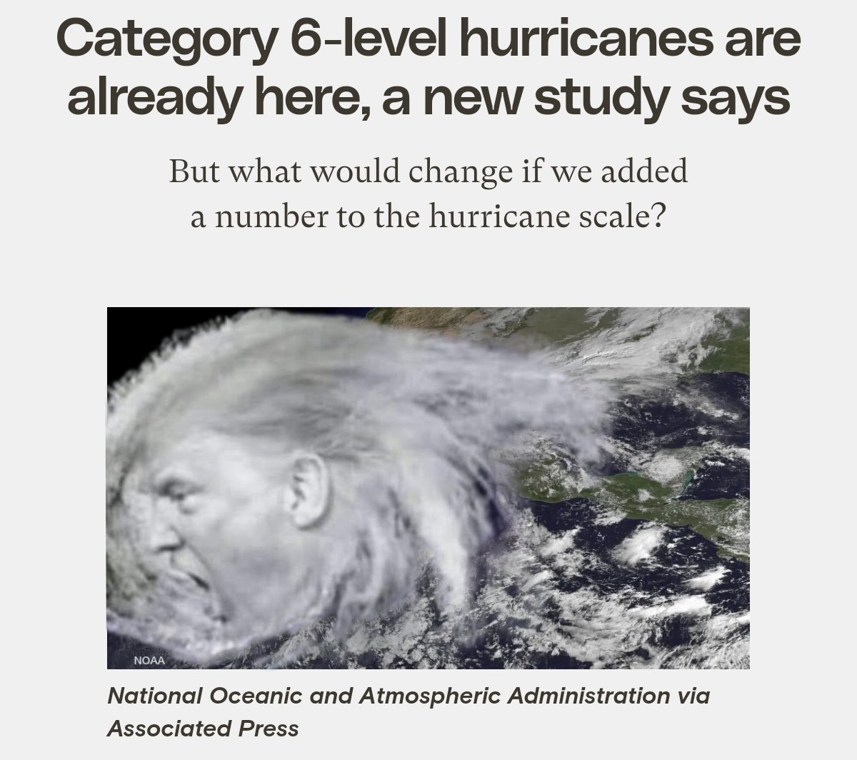 Technically, Fuckface 🤡 should be classified as a category 666 hurricane 🌀, that's had a path of complete destruction all over the United States since 2015.