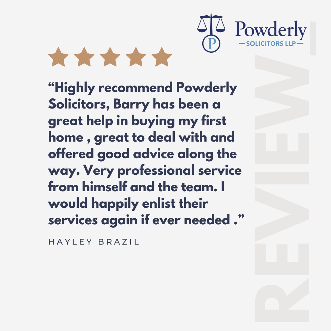 Huge thank you to Hayley Brazil for your wonderful 5 Star Review on Google for Powderly Solicitors. Delighted you're happy with our service & proud to share your comments #CustomerExperience #irishlawyer #legalservices #legaladvice See more reviews here: bit.ly/3OV31y5
