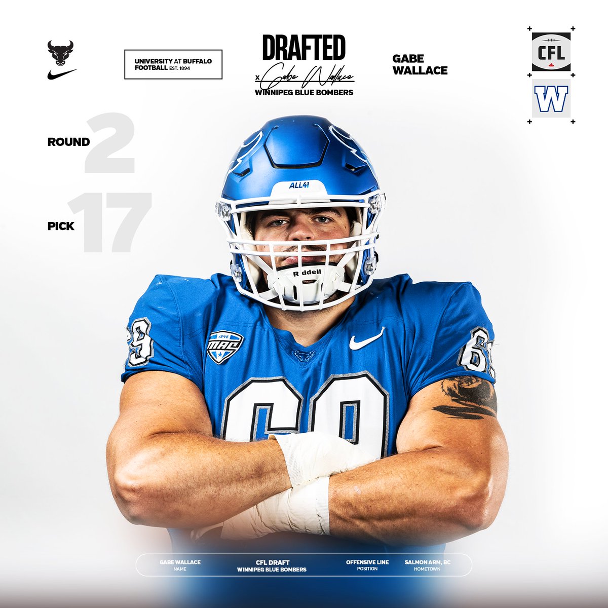 𝘿𝙧𝙖𝙛𝙩𝙚𝙙➡️@Wpg_BlueBombers Congratulations @GabeWally #UBhornsUP