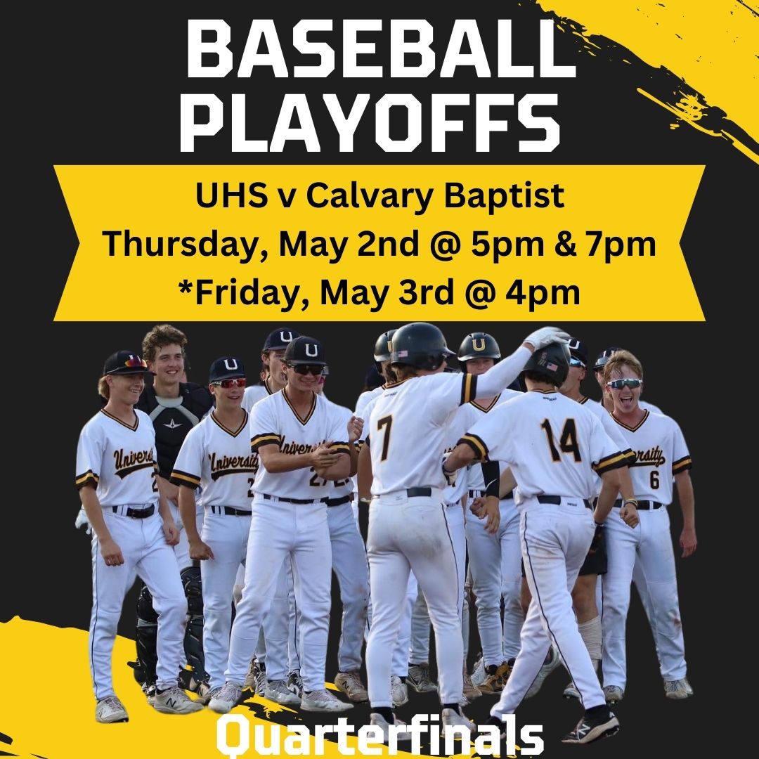 The baseball team will take on Calvary Baptist in the quarterfinal round of playoffs Thursday, May 2nd at 5pm & 7pm. Admission is $18 for the doubleheader. If necessary, Game 3 will take place on Friday, May 3rd at 4pm. Admission is $10 for the single game.