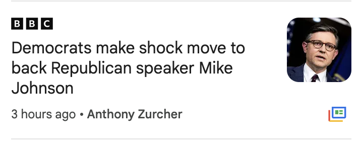 Why is that a shock?

Speaker Johnson has been a stalwart champion of the Democrat agenda in the House.