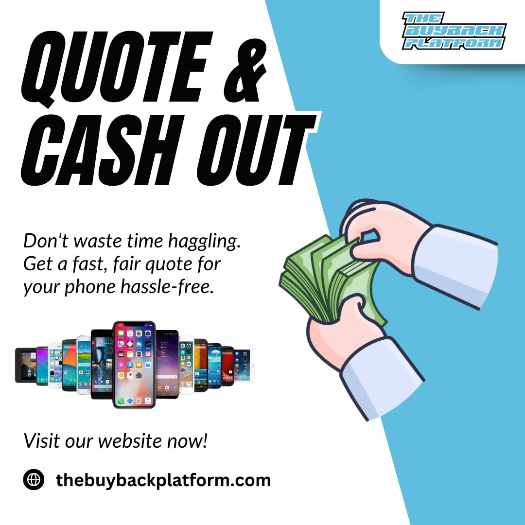 BuyBackPlatform's tweet image. Upgrade your tech game by selling your old phone with The BuyBack Platform! See what's it worth with our free quote and cash out now!📱💰thebuybackplatform.com