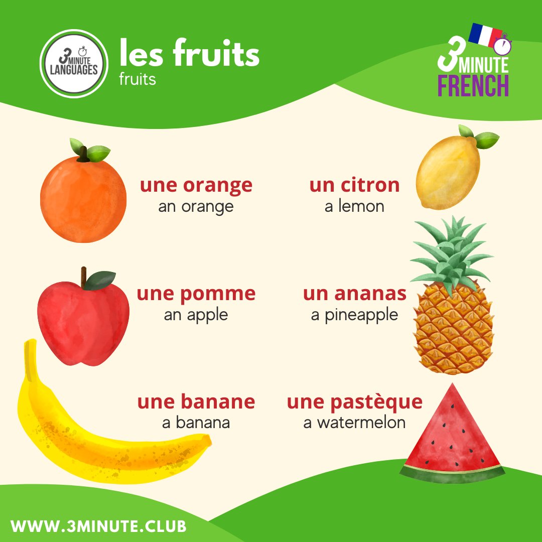 Here are six fruits in French

#French #LearnFrench #learningFrench #FrenchVocabulary #FrenchLanguage #LearnFrench #FrenchWOTD #Paris #France #francaise #francais #français #FrenchLanguageCourse #FrenchLanguageLearning #FrenchLanguageSchool #FrenchLanguageDay #LearnFrenchWord ...