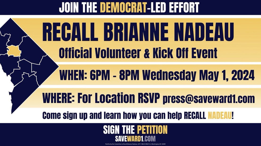 Brianne Nadeau has rapidly eroded your quality of life. Your safety! Join us tonight to #saveward1 DM to RSVP + receive location #saveward1 #DCcrime