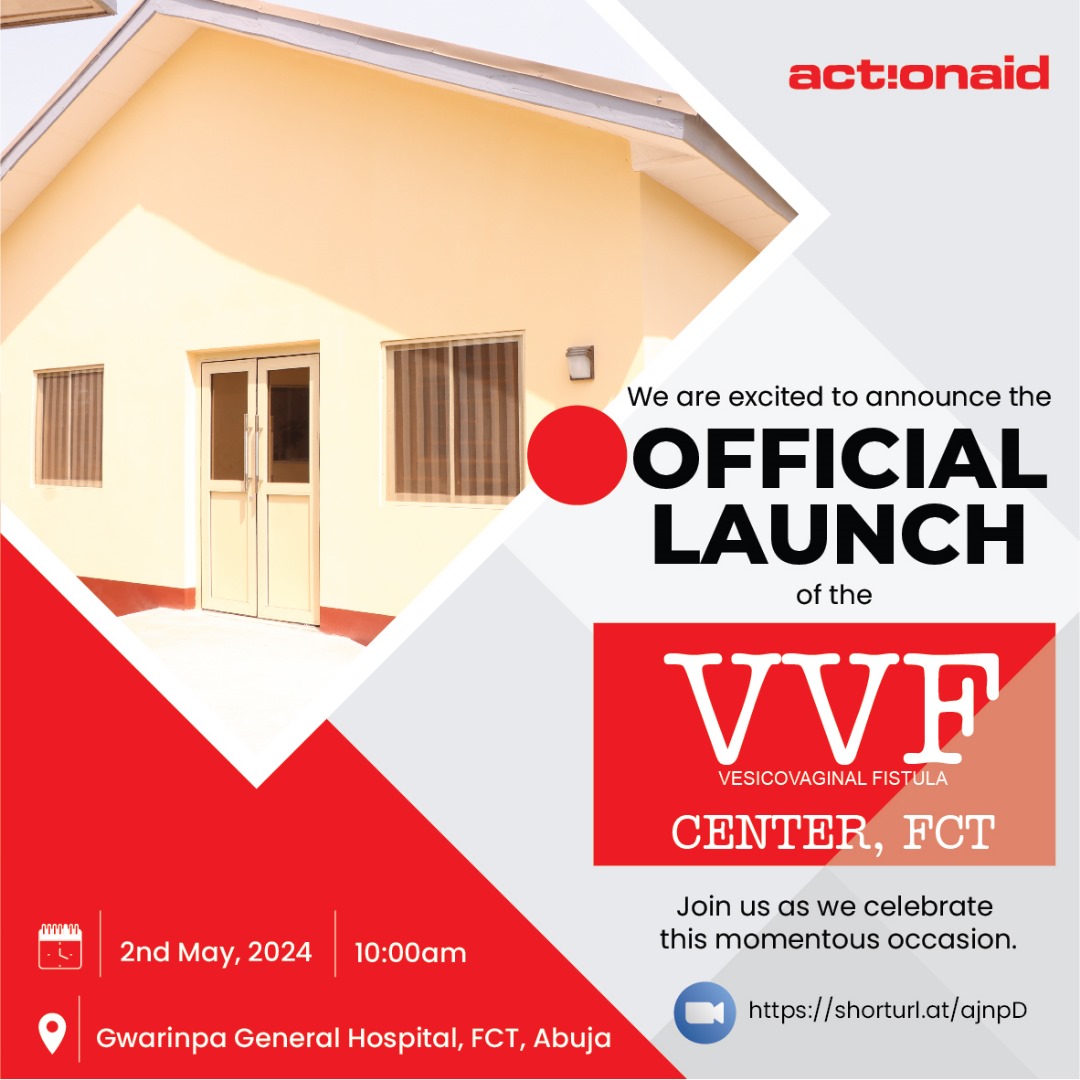 Join us tomorrow at 10am for the launch of the Gwarinpa Fistula Centre built by @ActionAidNG in partnership with Gwarinpa Hospital with funding support from @ActionAidItalia Be a part of the unveiling via zoom us02web.zoom.us/j/88208796179 We are restoring hope and changing lives.