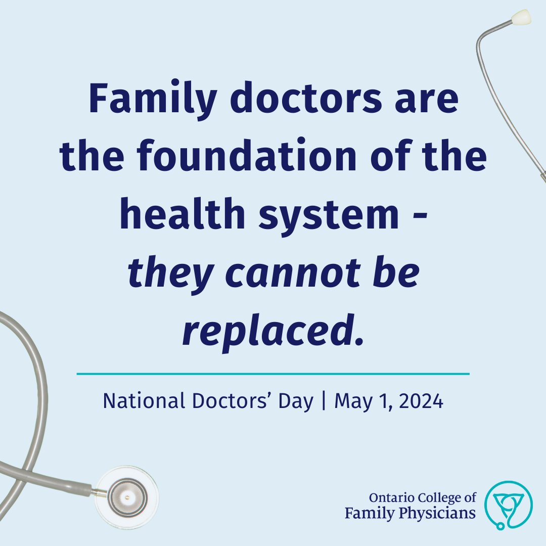 Family doctors are the foundation of our healthcare system. The care they provide cannot be replaced, and family physicians should be valued for the critical role they play in keeping our communities healthy. #NationalPhysiciansDay #DoctorsDay