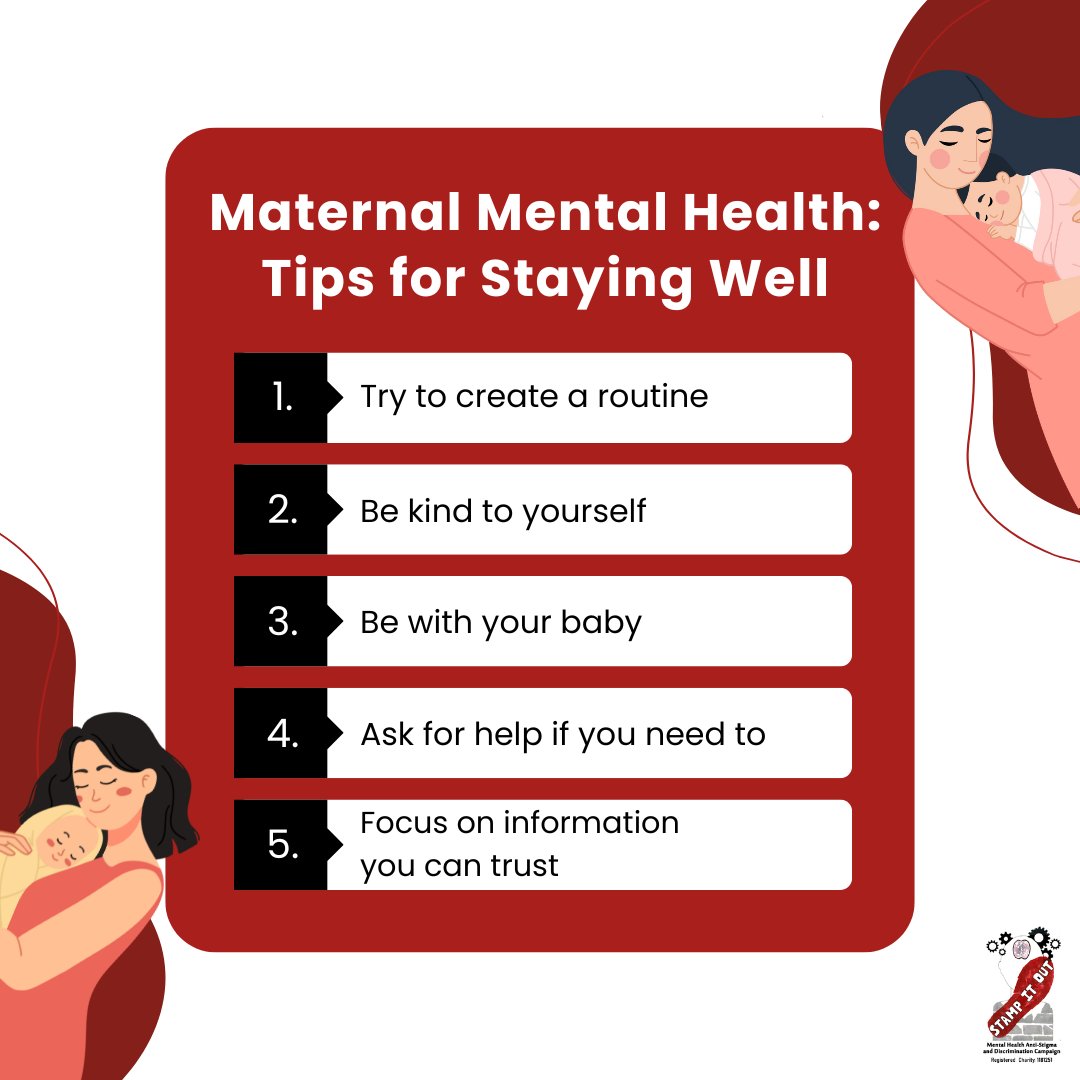 This Maternal Mental Health Week, we want to share these useful tips on how to stay well, and look after your wellbeing after having a child ❤️

For more information about these tips, please visit 👉 maternalmentalhealthalliance.org/about-maternal…