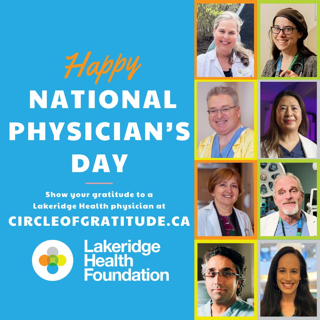 Happy #NationalPhysiciansDay! Let's take a moment to celebrate the amazing doctors @LakeridgeHealth who work tirelessly to care for us. Leave a comment to show your appreciation or visit circleofgratitude.ca to make a donation in their honour! #ThankYouDoctors #Gratitude