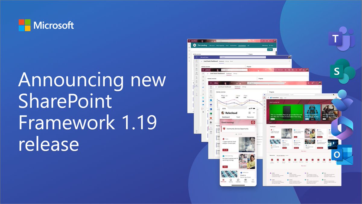 💡 Announcing general availability of #SharePoint Framework 1.19

- New chart card options for #MicrosoftViva Connections 📈
- Webpack 5 support
- Accessibility improvements
- Custom font guidance
- and more…

📝 See details → msft.it/6017YOCVW

#Microsoft365dev #SPFx