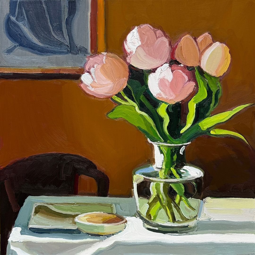 Some mid week serenity with a side of tulips…

“Table Top With Tulips”, 50X50cm, oil on board.

#tulips #stilllifepainting #floralarrangement #interiorpainting #richardclaremont #paintedflowers