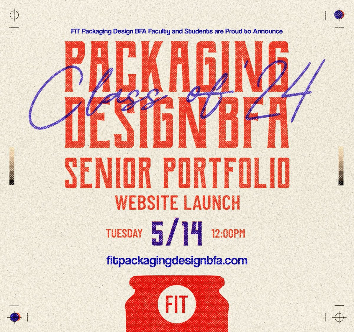 FIT #PackagingDesign Graduating Class Alert! Stay tuned for the launch of the Spring '24 Packaging Design Portfolio Showcase WEBSITE LAUNCH LIVE, on Tuesday, May 14 at 12:00 noon: fitpackagingdesignbfa.com.