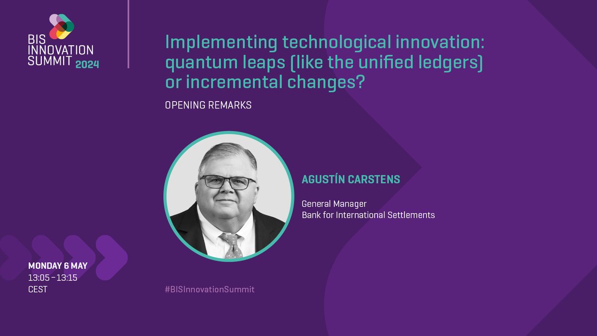 BIS General Manager Agustín Carstens inaugurates the fourth edition of the #BISInnovationSummit – do not miss his speech bis.org/events/bis_inn…