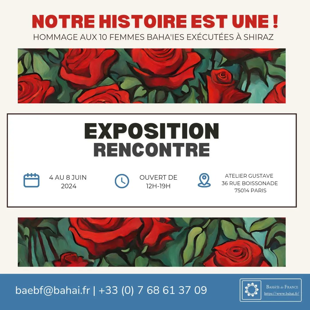 ɴᴏᴛʀᴇ ʜɪꜱᴛᴏɪʀᴇ ᴇꜱᴛ ᴜɴᴇ !
Une exposition-rencontre en hommage à celles et ceux qui œuvrent - et ont oeuvré -  pour la justice, l’égalité, la liberté et la cohésion sociale en Iran. 
#OurStorylsOne