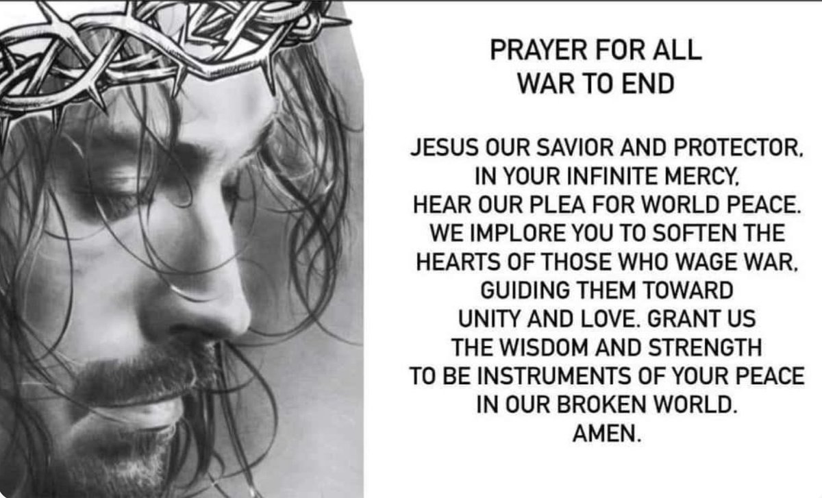 Prince of peace, end all wars. We beg of you. Amen.
050124
#EndAllWars
#PeaceForAll
