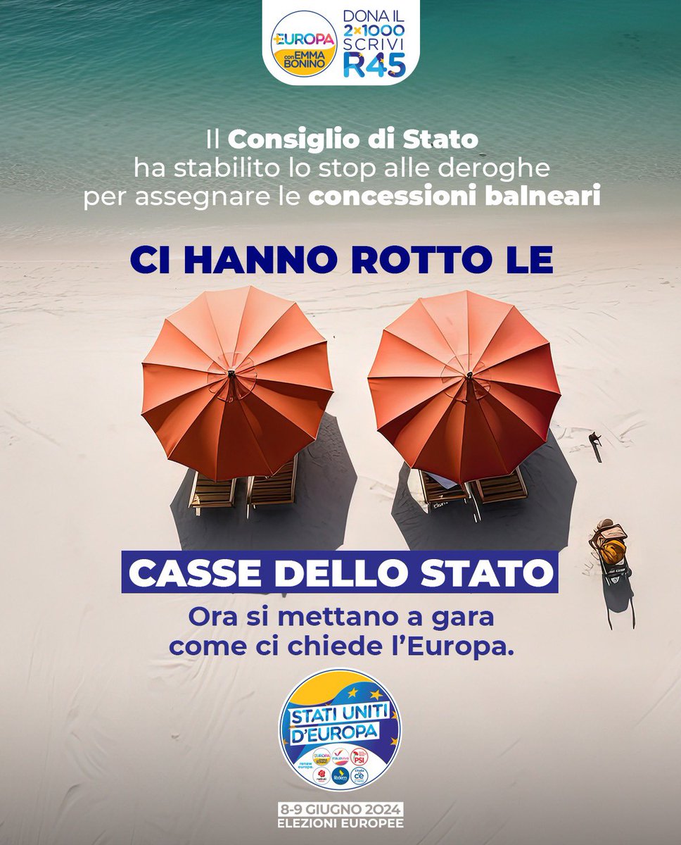 Anche il Consiglio di Stato ha confermato ciò che è sotto gli occhi di tutti e che solo il Governo Meloni continua a ignorare: le spiagge in Italia non sono risorse scarse e le gare per l’assegnazione vanno fatte subito. La famosa mappatura è solo l’ennesima presa in giro, un…