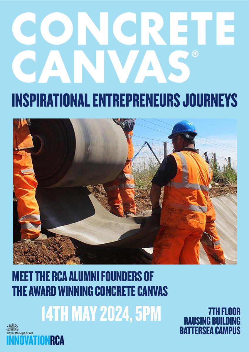 We are thrilled to have Peter Brewin, co-founder of Concrete Canvas, as our next Inspirational Entrepreneur! Join us on May 14th to hear about Concrete Canvas' journey from a university project to a multi-million-pound company! Reserve your place here: forms.gle/PviQG6s6obuZUb…