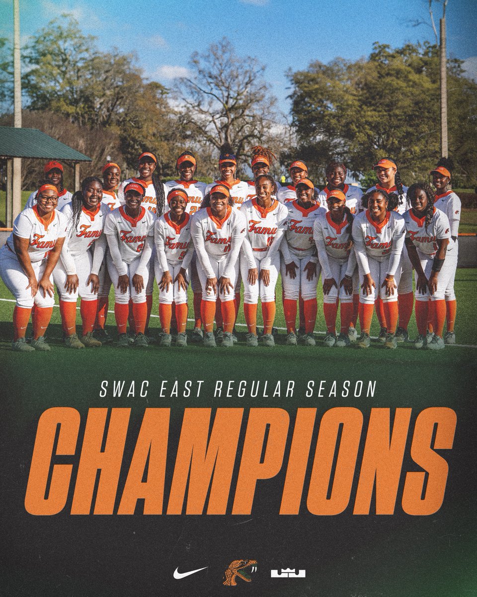 𝗦𝗪𝗔𝗖 𝗘𝗔𝗦𝗧 𝗖𝗛𝗔𝗠𝗣𝗜𝗢𝗡𝗦

The Rattlers are the 2024 SWAC East Regular Season Champions after finishing with a 19-5 record. The Rattlers will face UAPB in the first round of the SWAC Tournament next week.

#FAMU | #FAMUly | #Rattlers | #FangsUp 🐍