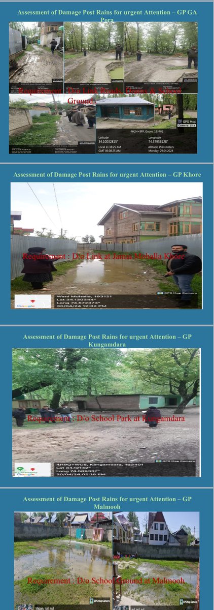 RDD field teams while conducting damage assessments and addressing public concerns across all Gram Panchayats in Singhpora and Khore blocks in the aftermath of heavy rainfall over the last four days. @diprjk @listenshahid @mingasherpa @diprjk