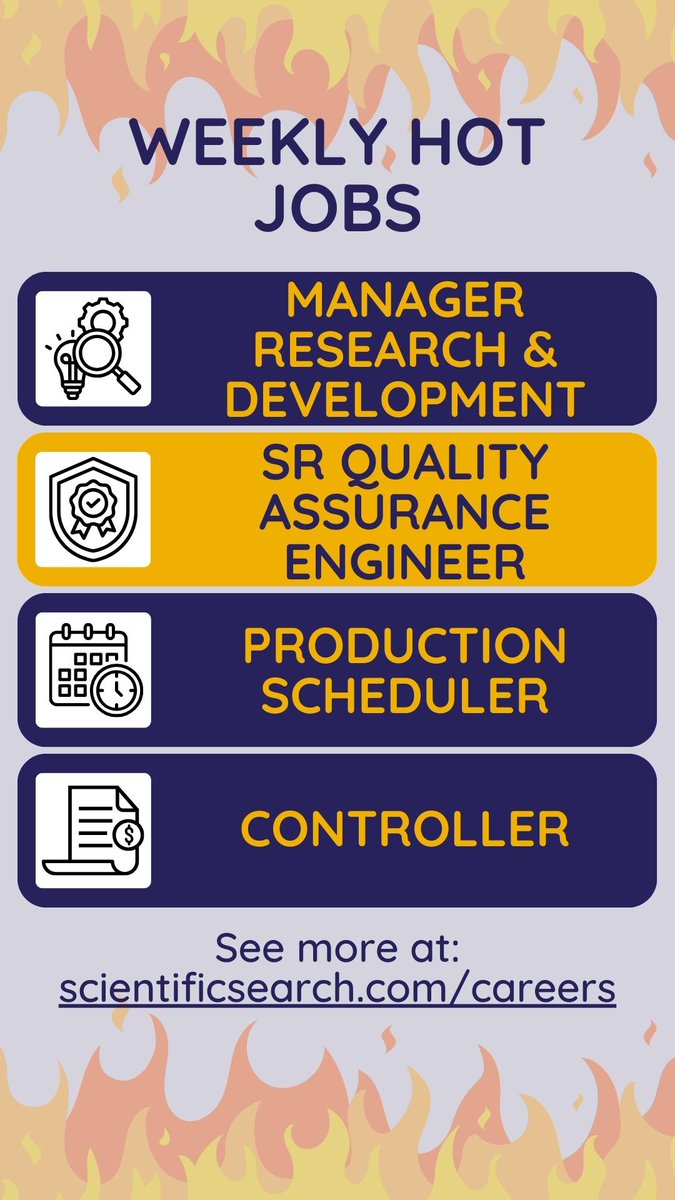 Check out the Hot Jobs open at Scientific Search!

#HotJobs #CareerOpportunities #NewBeginnings #NowHiring #SciSearchJobs