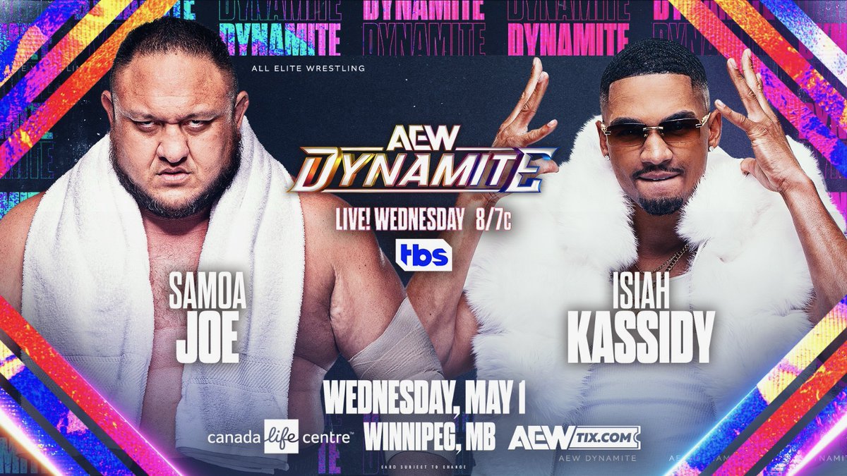 For the first time since #AEWDynasty, @SamoaJoe returns to action as he battles @ZayKassidy on #AEWDynamite! Don't miss a moment LIVE at 8/7c, immediately followed by #AEWRampage on TBS