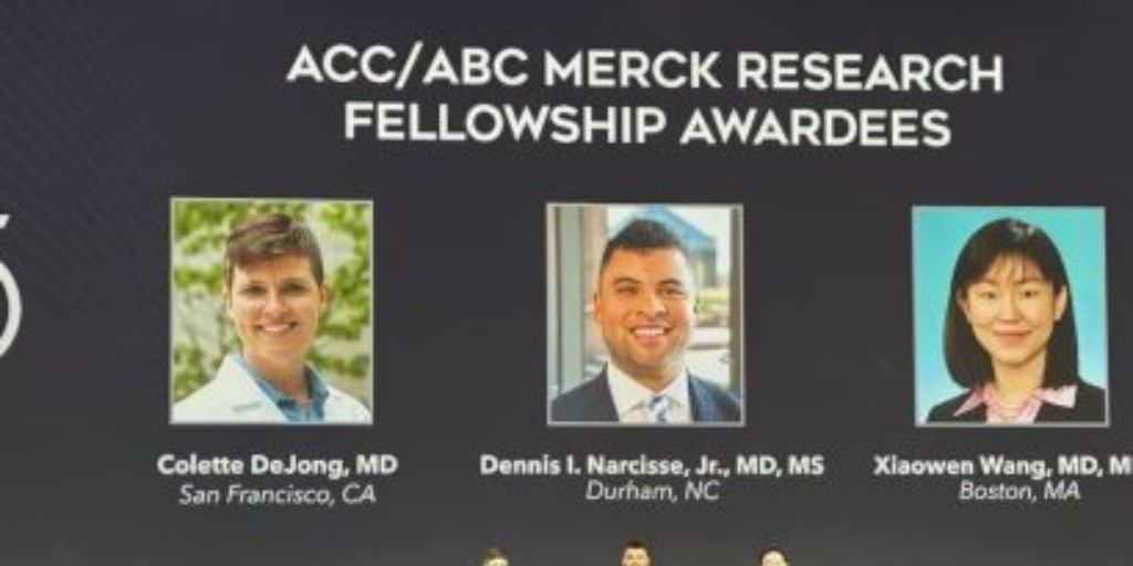 🎉 Exciting news! Duke cardiology fellow Dr. Dennis Narcisse, Jr. is one of three recipients of the 2024 American College of Cardiology/Association of Black Cardiologists Merck Research Fellowship! 🏥💡 Read more about this amazing achievement: bit.ly/3Wpcqpa