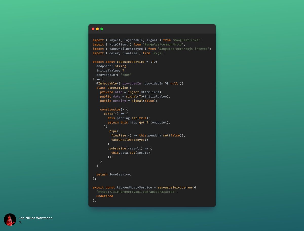 One thing I learned by looking at the implementation of @ngrx_io signal store is that you can return a class reference to create 'dynamic'/configurable services. It is a very nice pattern to define more reusable service logic! Here I drafted an implementation for a resource