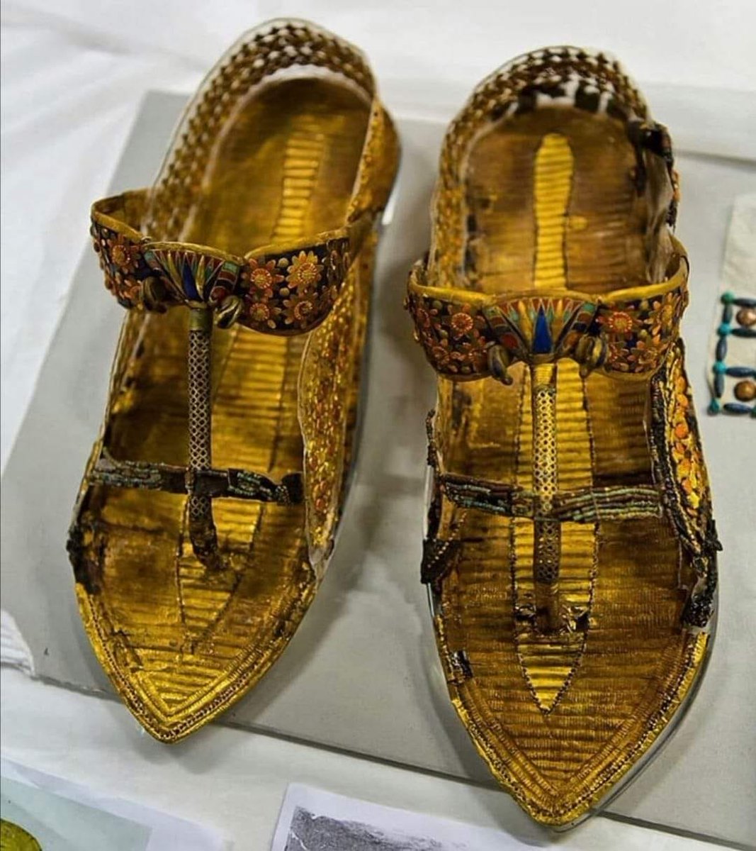 The golden sandals Of King Tutankhamun, 18th-dynasty. Egyptian Museum of Antiquities, Cairo.